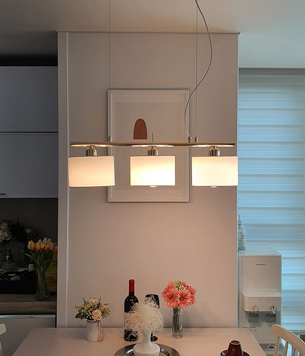 하모니 식탁 3등 펜던트 조명, 주방식탁등 (골드)